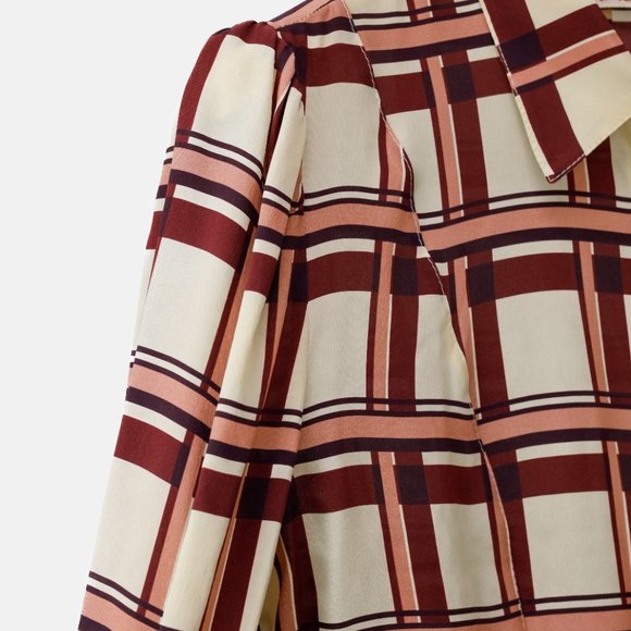 Marni Cream Plaid Silk Blouse - Picture 7 of 13